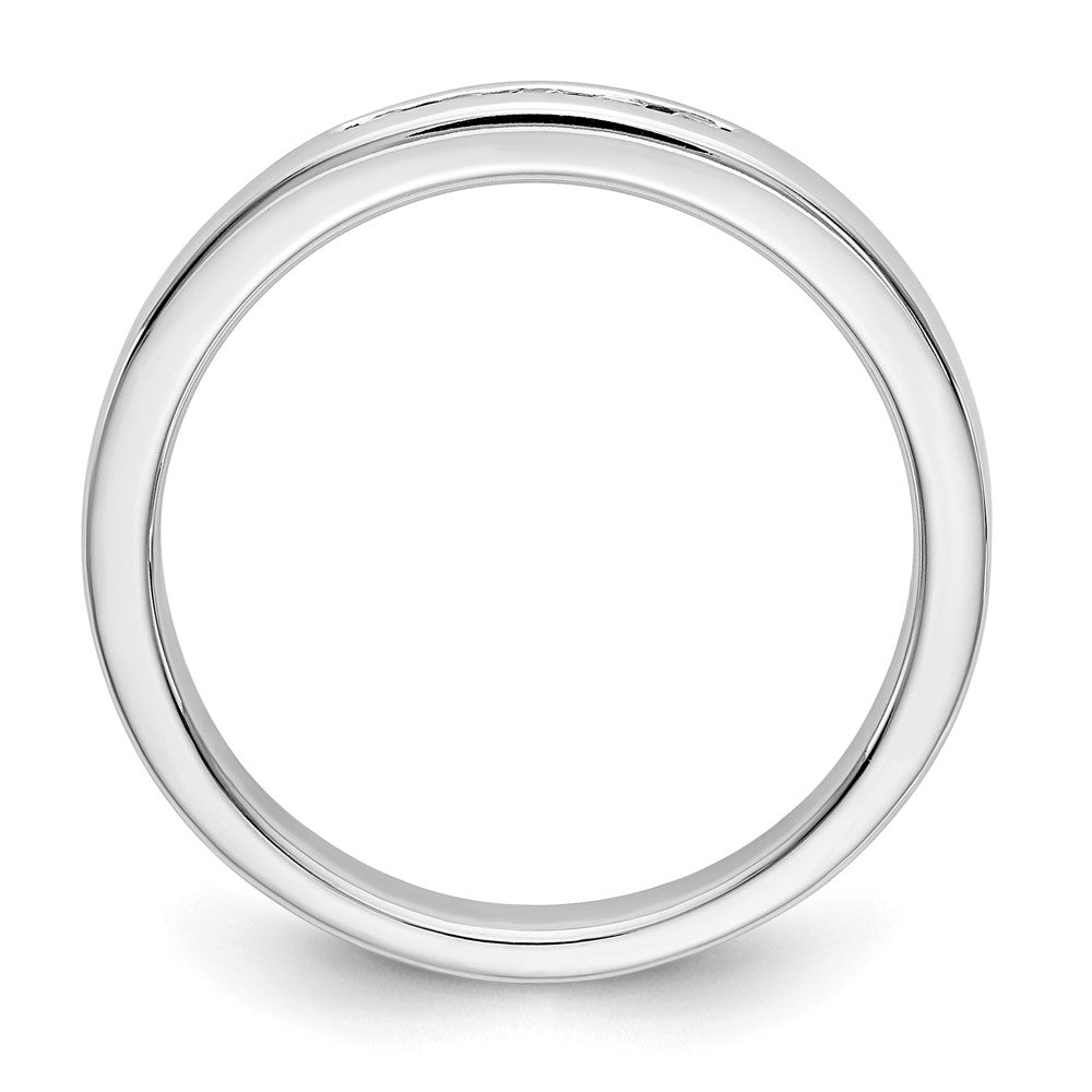 14K White Gold 5 Stone 1/10 Carat Round Diamond Complete Channel Band