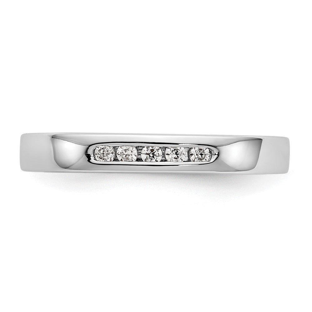 14K White Gold 5 Stone 1/10 Carat Round Diamond Complete Channel Band