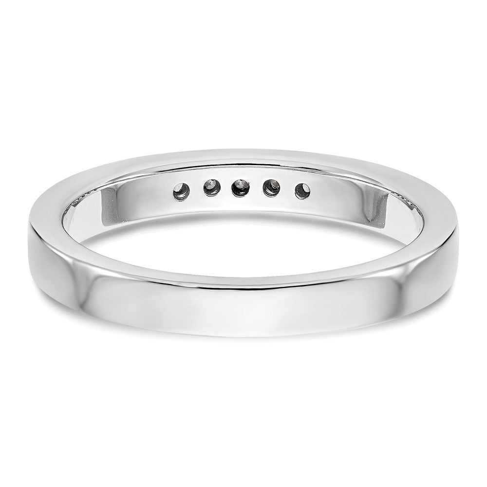 14K White Gold 5 Stone 1/10 Carat Round Diamond Complete Channel Band