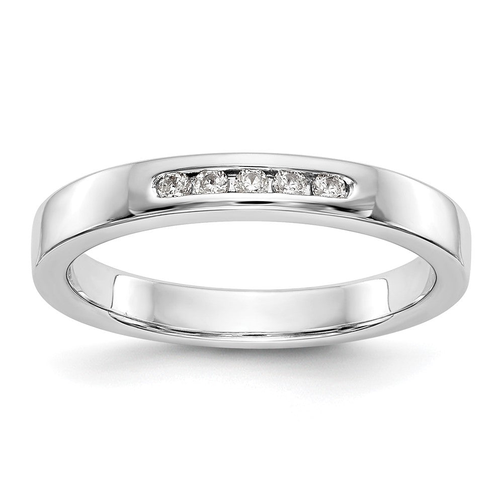 14K White Gold 5 Stone 1/10 Carat Round Diamond Complete Channel Band
