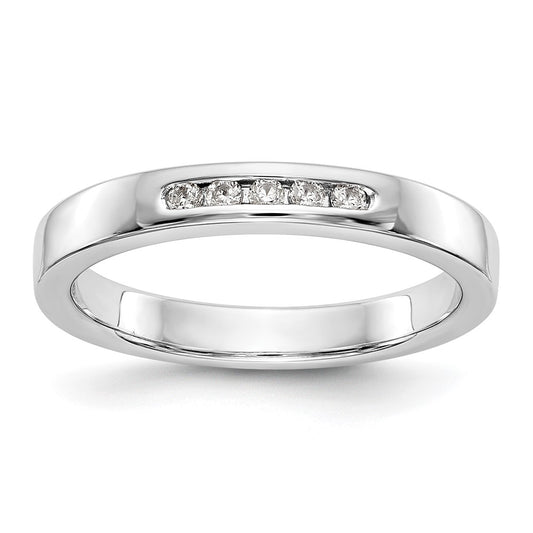 14K White Gold 5 Stone 1/10 Carat Round Diamond Complete Channel Band