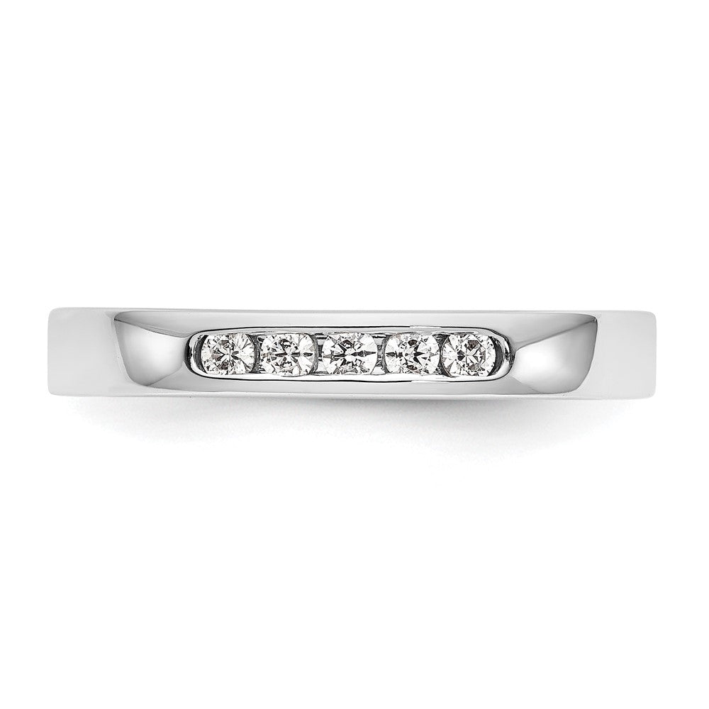 14K White Gold 5 Stone 1/6 Carat Round Diamond Complete Channel Band