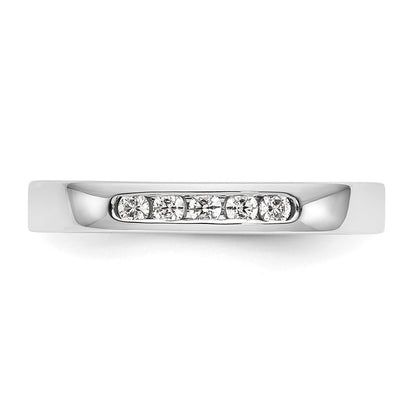 14K White Gold 5 Stone 1/6 Carat Round Diamond Complete Channel Band