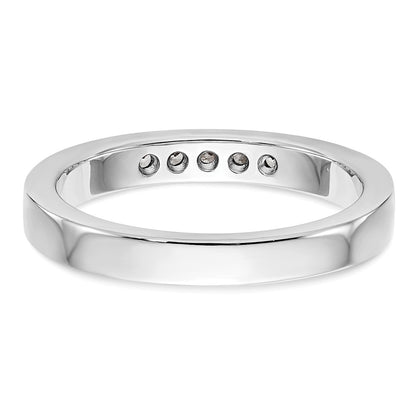 14K White Gold 5 Stone 1/6 Carat Round Diamond Complete Channel Band