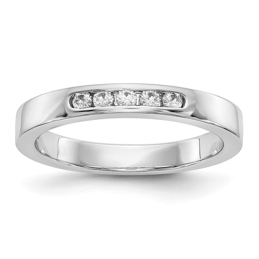 14K White Gold 5 Stone 1/6 Carat Round Diamond Complete Channel Band