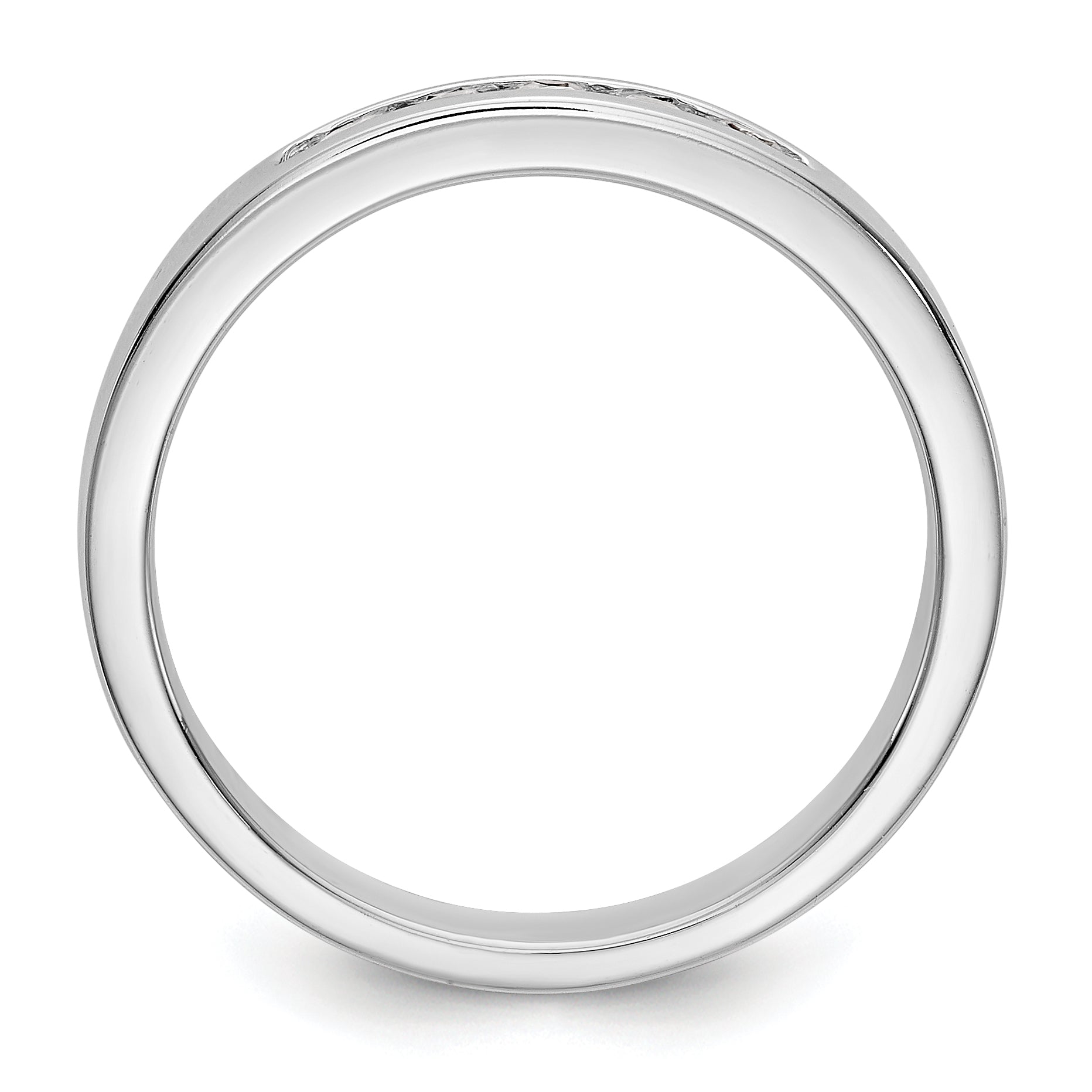 14K White Gold 5 Stone 1/5 Carat Round Diamond Complete Channel Band