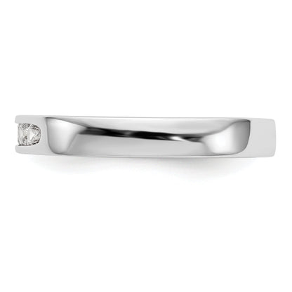 14K White Gold 5 Stone 1/5 Carat Round Diamond Complete Channel Band