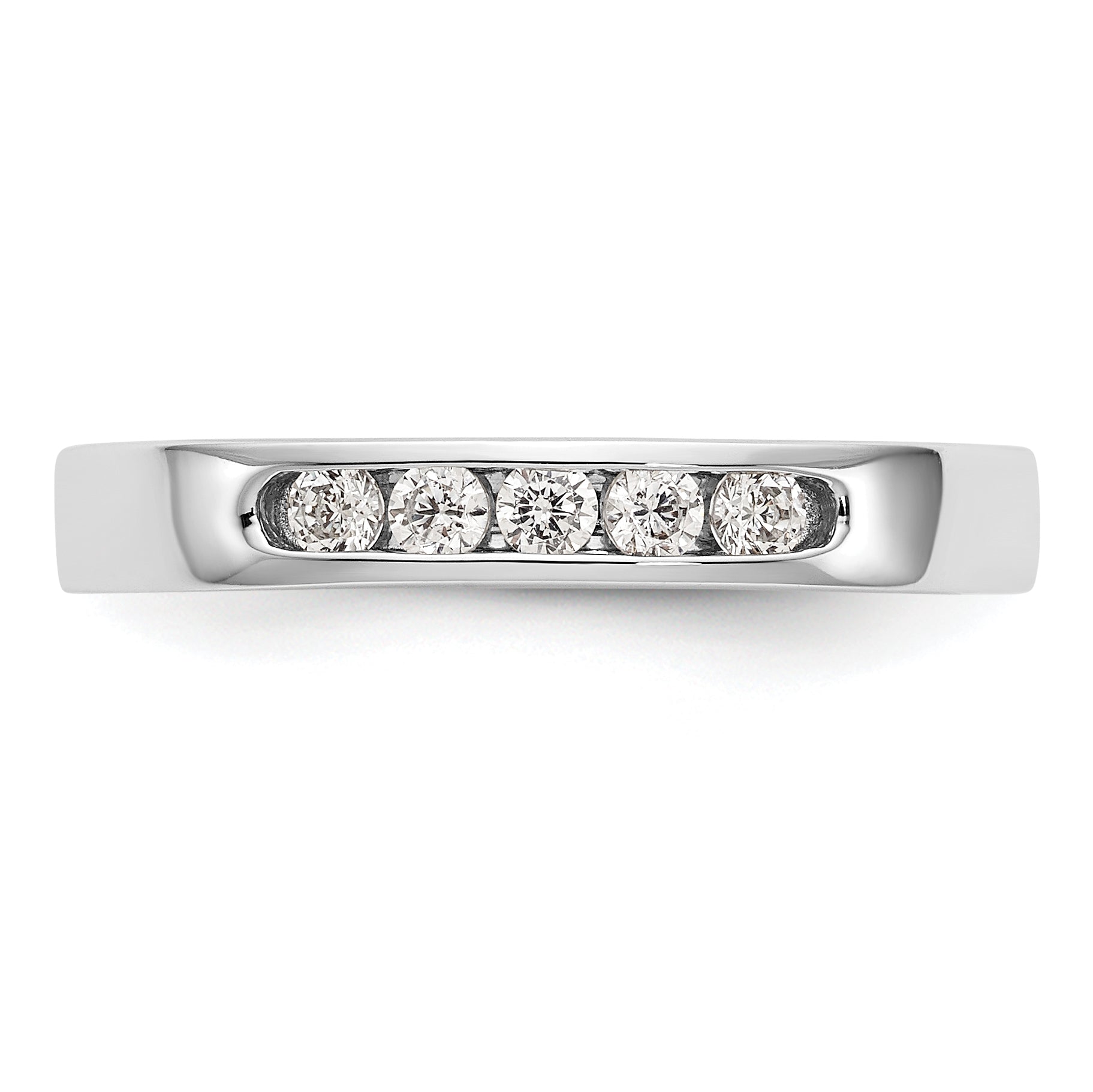 14K White Gold 5 Stone 1/5 Carat Round Diamond Complete Channel Band
