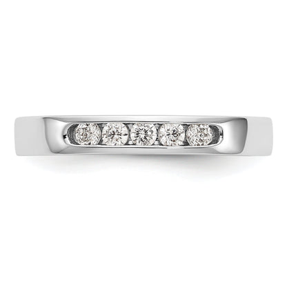 14K White Gold 5 Stone 1/5 Carat Round Diamond Complete Channel Band