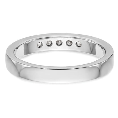 14K White Gold 5 Stone 1/5 Carat Round Diamond Complete Channel Band