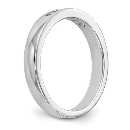 14K White Gold 5 Stone 1/5 Carat Round Diamond Complete Channel Band