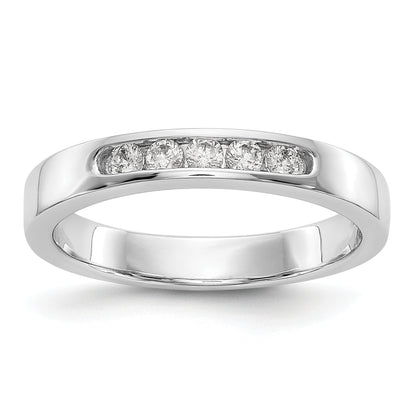 14K White Gold 5 Stone 1/5 Carat Round Diamond Complete Channel Band