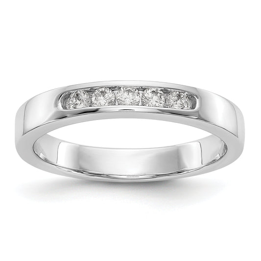14K White Gold 5 Stone 1/5 Carat Round Diamond Complete Channel Band