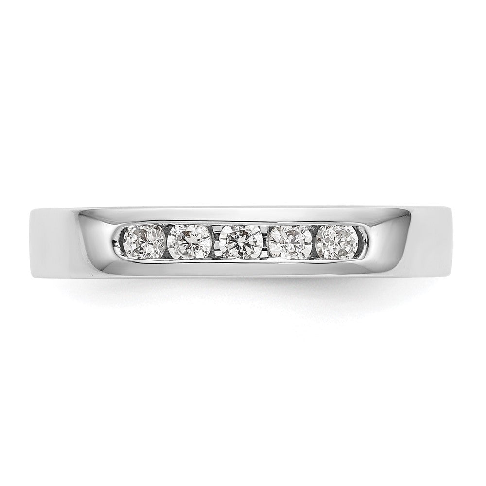 14K White Gold 5-Stone Real Diamond Channel Band