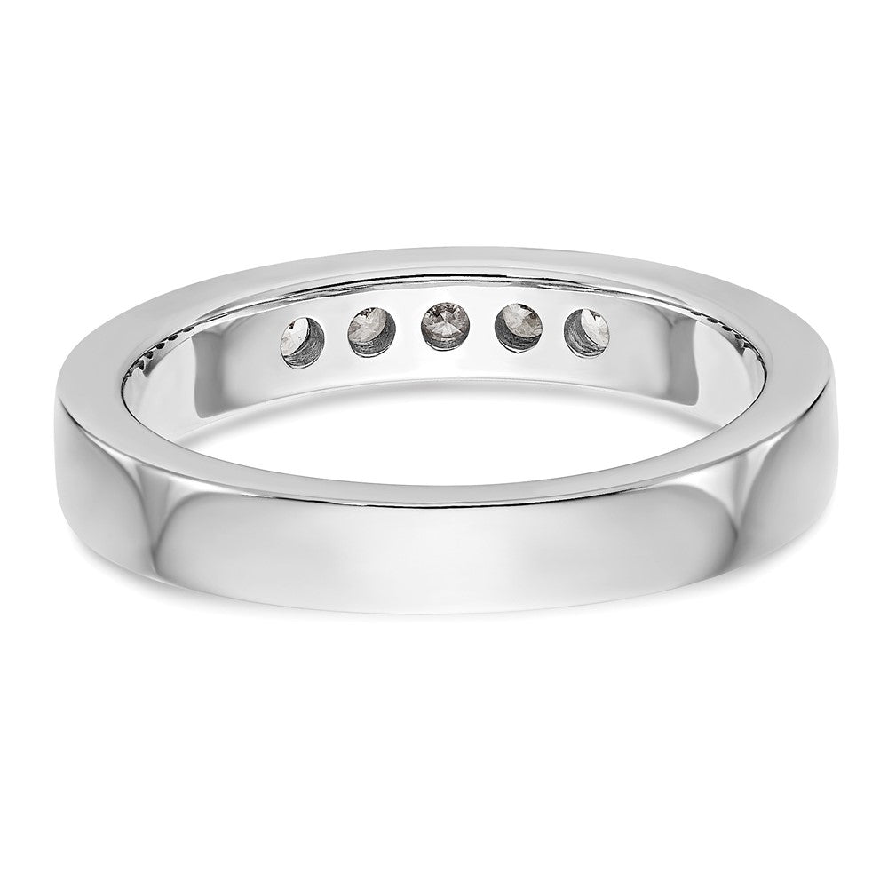 14K White Gold 5 Stone 1/4 Carat Round Diamond Complete Channel Band