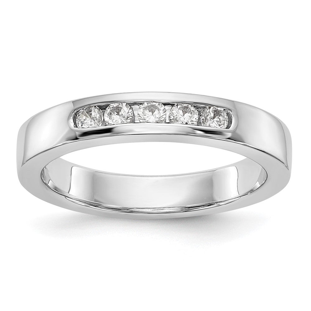 14K White Gold 5-Stone Real Diamond Channel Band