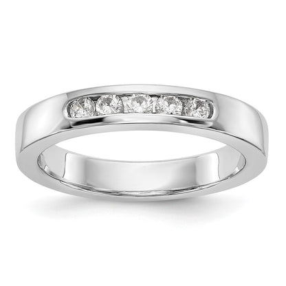 14K White Gold 5-Stone Real Diamond Channel Band