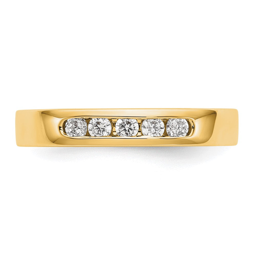 0.25ct. CZ Solid Real 14K Yellow Gold 5-Stone Channel Wedding Band Ring