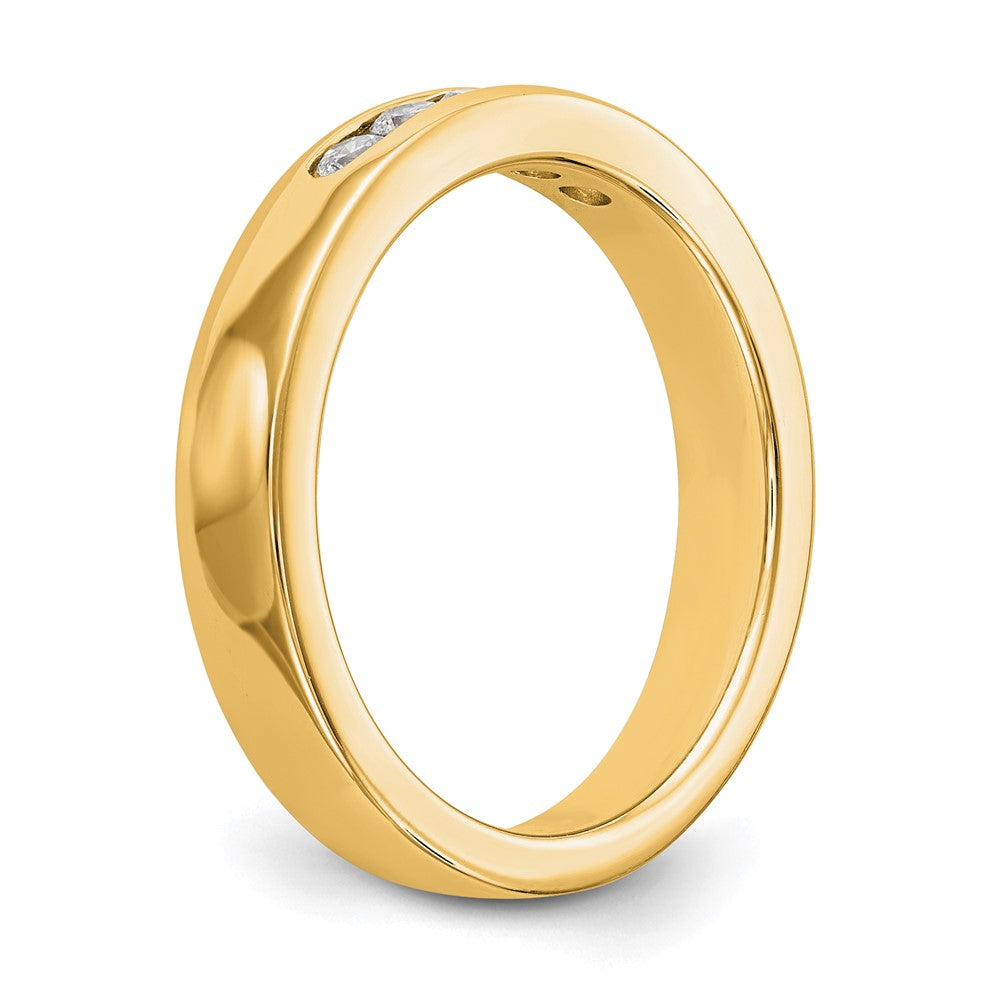 0.25ct. CZ Solid Real 14K Yellow Gold 5-Stone Channel Wedding Band Ring