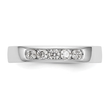 14K White Gold 5-Stone Real Diamond Channel Band