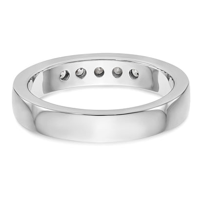 14K White Gold 5 Stone 1/3 Carat Round Diamond Complete Channel Band