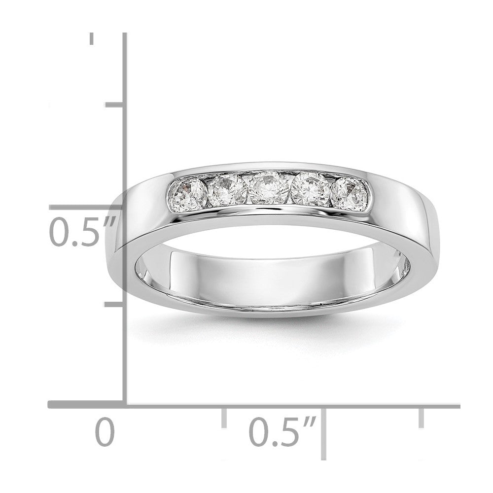 14K White Gold 5-Stone Real Diamond Channel Band