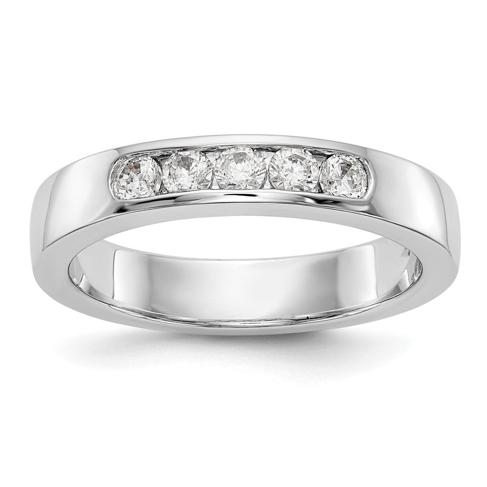 14K White Gold 5-Stone Real Diamond Channel Band