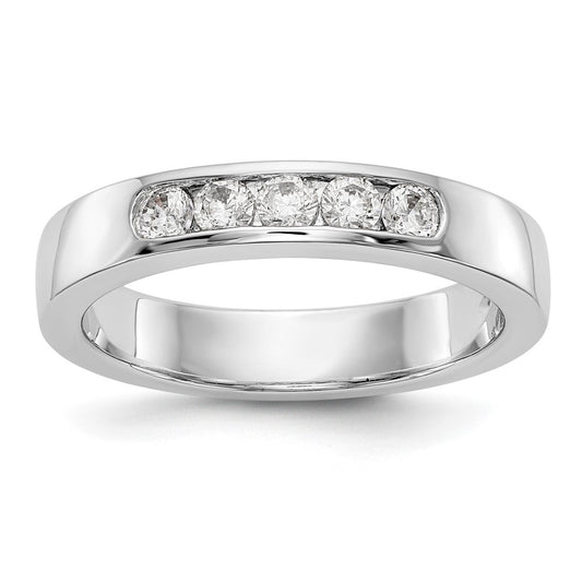 14K White Gold 5-Stone Real Diamond Channel Band