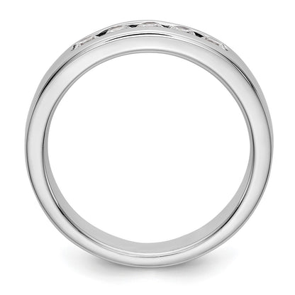 14K White Gold 5 Stone 1/3 Carat Round Diamond Complete Channel Band