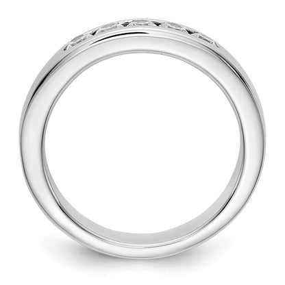 14K White Gold 5 Stone 3/8 Carat Round Diamond Complete Channel Band