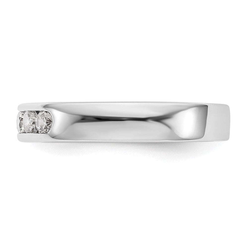 14K White Gold 5 Stone 3/8 Carat Round Diamond Complete Channel Band