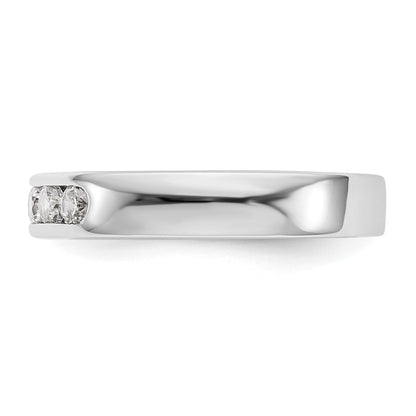 14K White Gold 5 Stone 3/8 Carat Round Diamond Complete Channel Band