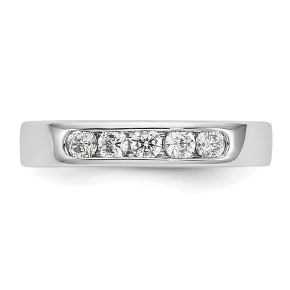 14K White Gold 5 Stone 3/8 Carat Round Diamond Complete Channel Band