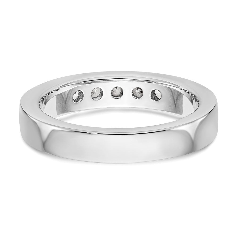14K White Gold 5 Stone 3/8 Carat Round Diamond Complete Channel Band