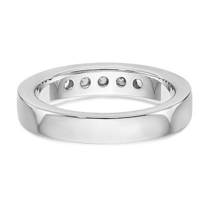 14K White Gold 5 Stone 3/8 Carat Round Diamond Complete Channel Band
