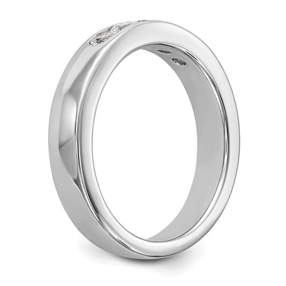 14K White Gold 5 Stone 3/8 Carat Round Diamond Complete Channel Band
