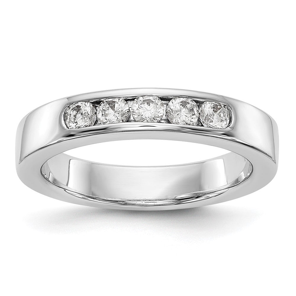 14K White Gold 5 Stone 3/8 Carat Round Diamond Complete Channel Band