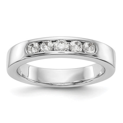 14K White Gold 5 Stone 3/8 Carat Round Diamond Complete Channel Band