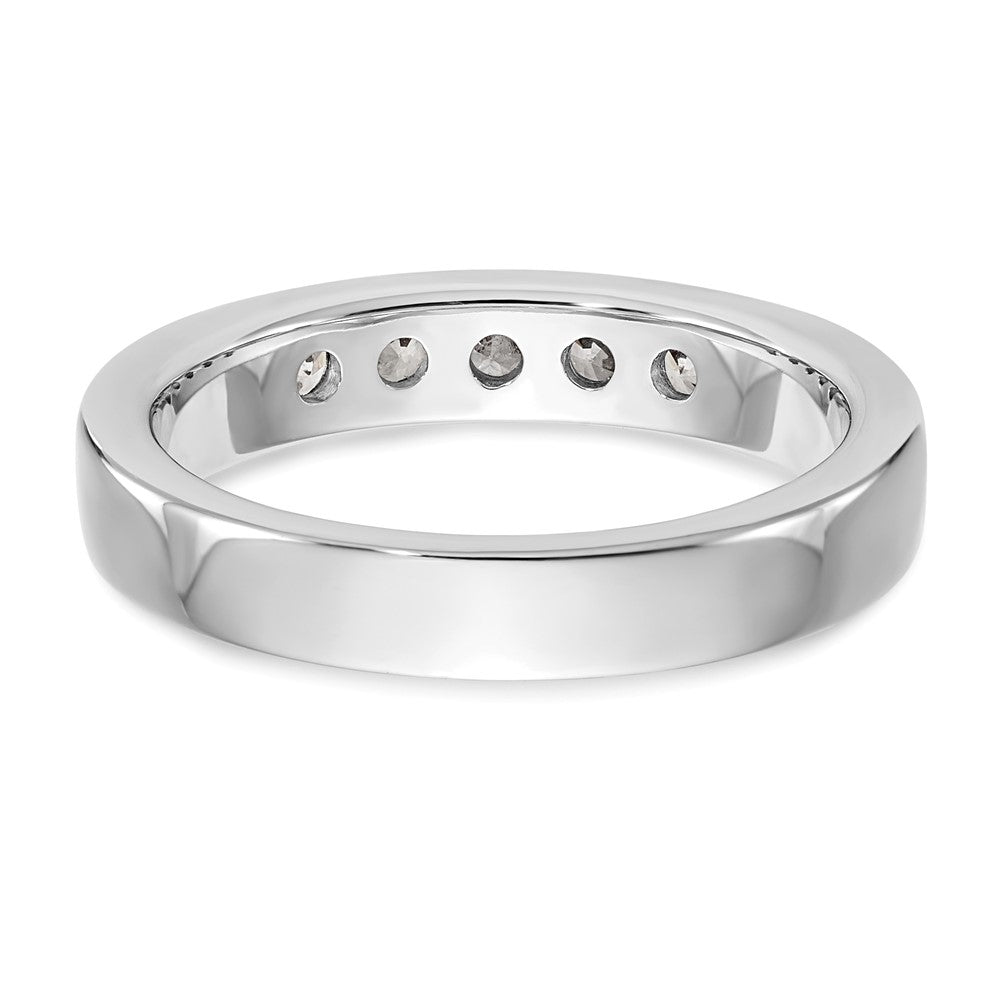 14K White Gold 5 Stone 1/2 Carat Round Diamond Complete Channel Band