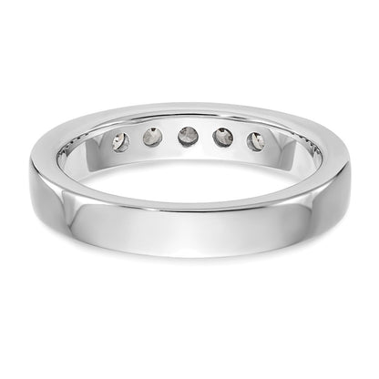 14K White Gold 5 Stone 1/2 Carat Round Diamond Complete Channel Band