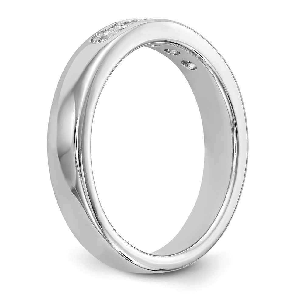 14K White Gold 5 Stone 1/2 Carat Round Diamond Complete Channel Band