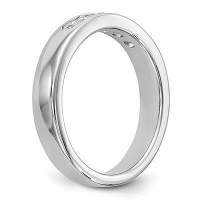 14K White Gold 5 Stone 1/2 Carat Round Diamond Complete Channel Band