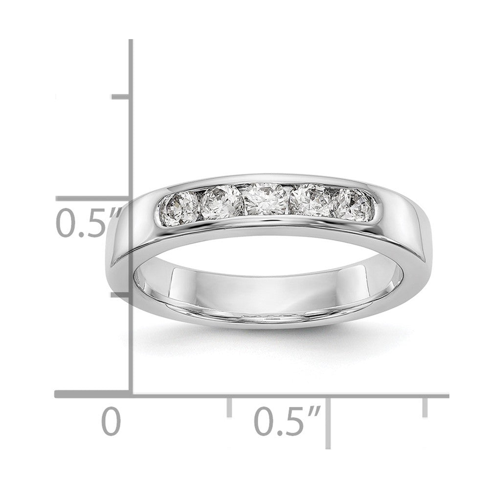14K White Gold 5 Stone 1/2 Carat Round Diamond Complete Channel Band