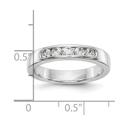 14K White Gold 5 Stone 1/2 Carat Round Diamond Complete Channel Band
