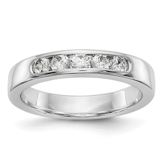 14K White Gold 5 Stone 1/2 Carat Round Diamond Complete Channel Band