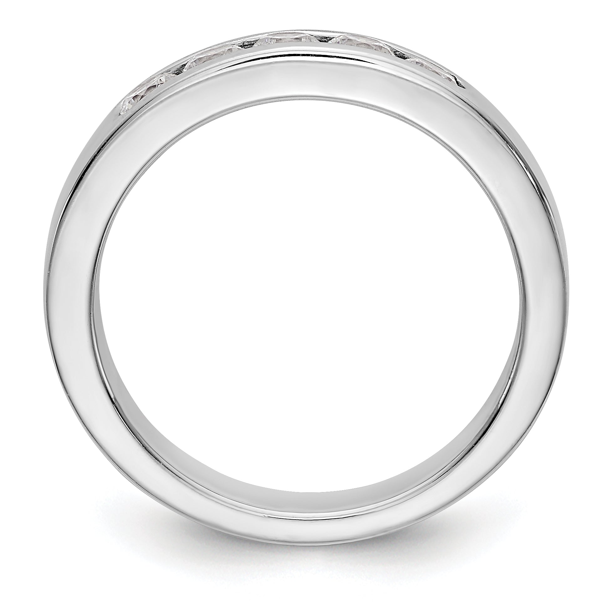 14K White Gold 5 Stone 1/2 Carat Round Diamond Complete Channel Band