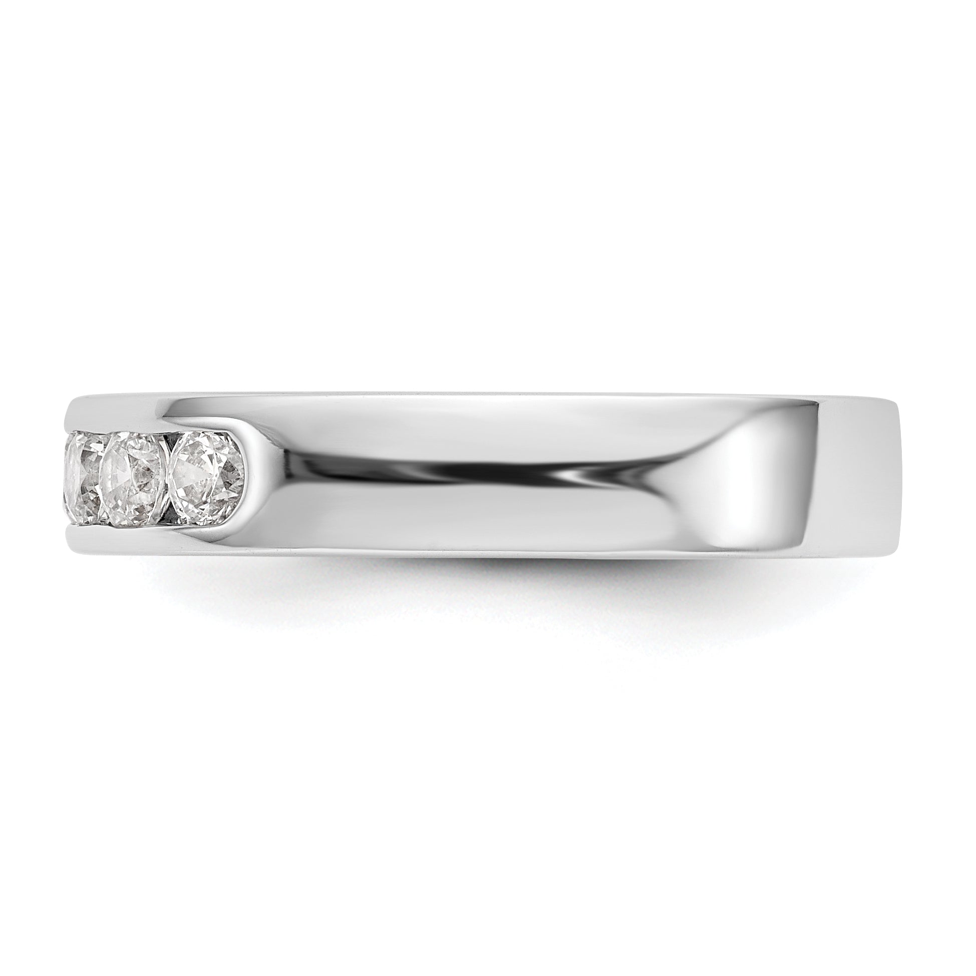 14K White Gold 5 Stone 1/2 Carat Round Diamond Complete Channel Band
