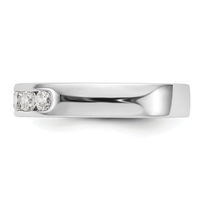 14K White Gold 5 Stone 1/2 Carat Round Diamond Complete Channel Band