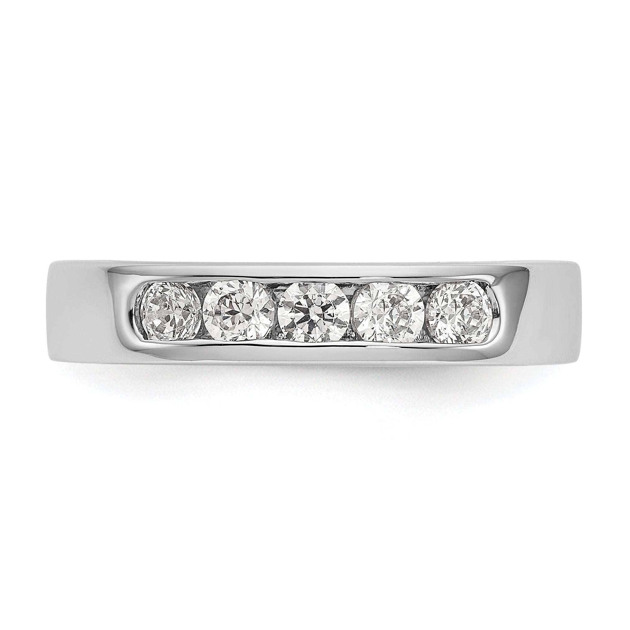 14K White Gold 5 Stone 1/2 Carat Round Diamond Complete Channel Band