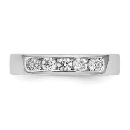 14K White Gold 5 Stone 1/2 Carat Round Diamond Complete Channel Band